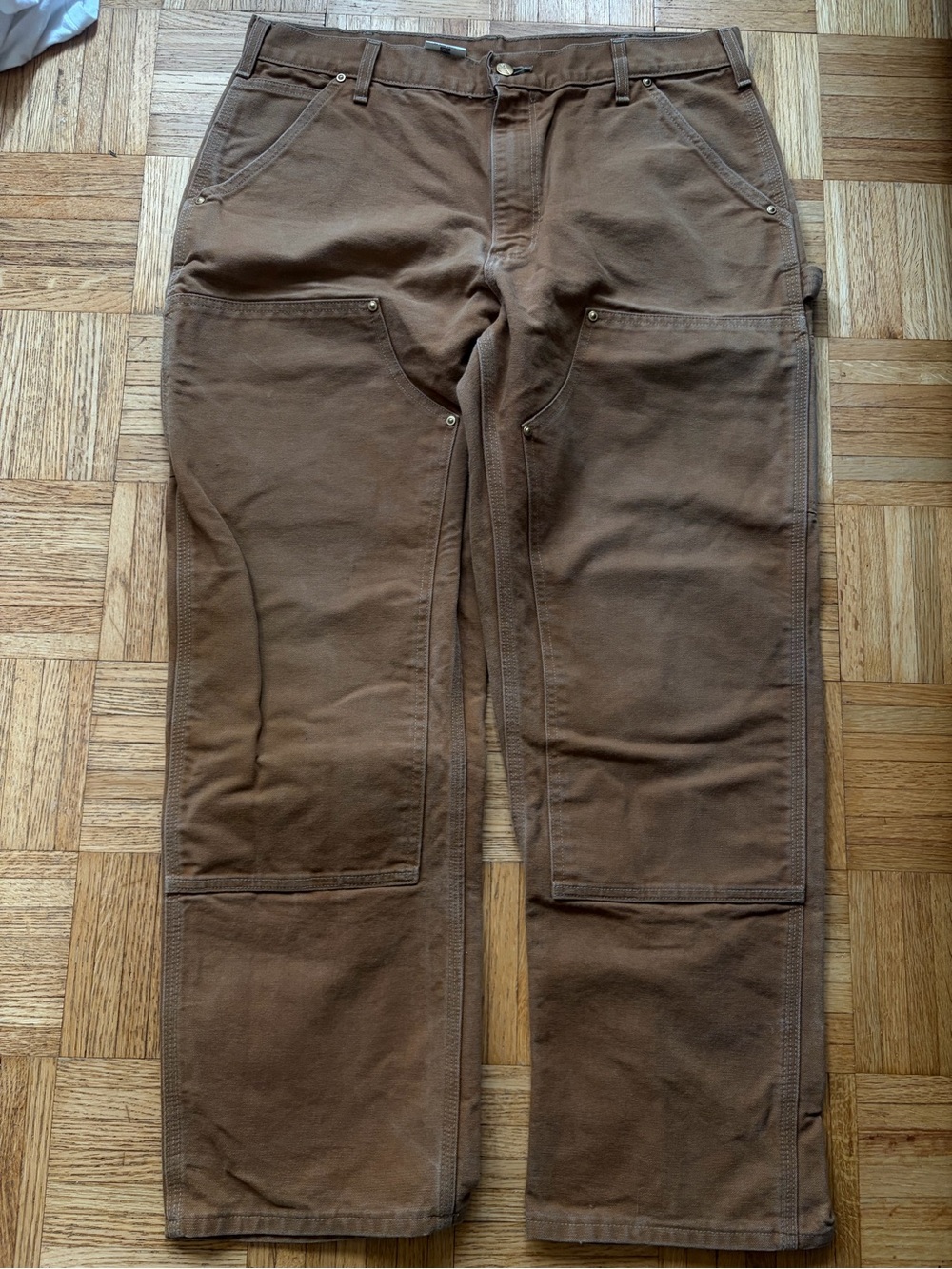 Iconic B01 Carhartt Brown Firm Duck Double-Front Dungaree 36"x30" - Picture 3 of 11